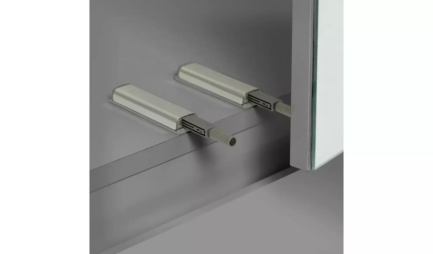 Habitat Jenson 3 Door 4 Drawer Mirror Wardrobe - Grey Gloss